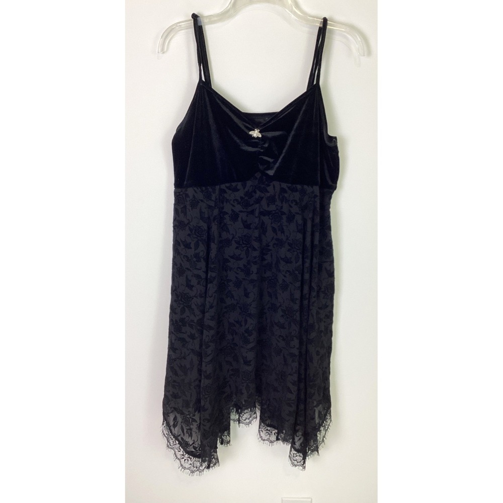 Cosmic Aura Black Burn Out Velvet Lace Dress XXL Babydoll Whimsygoth Tiered Hem